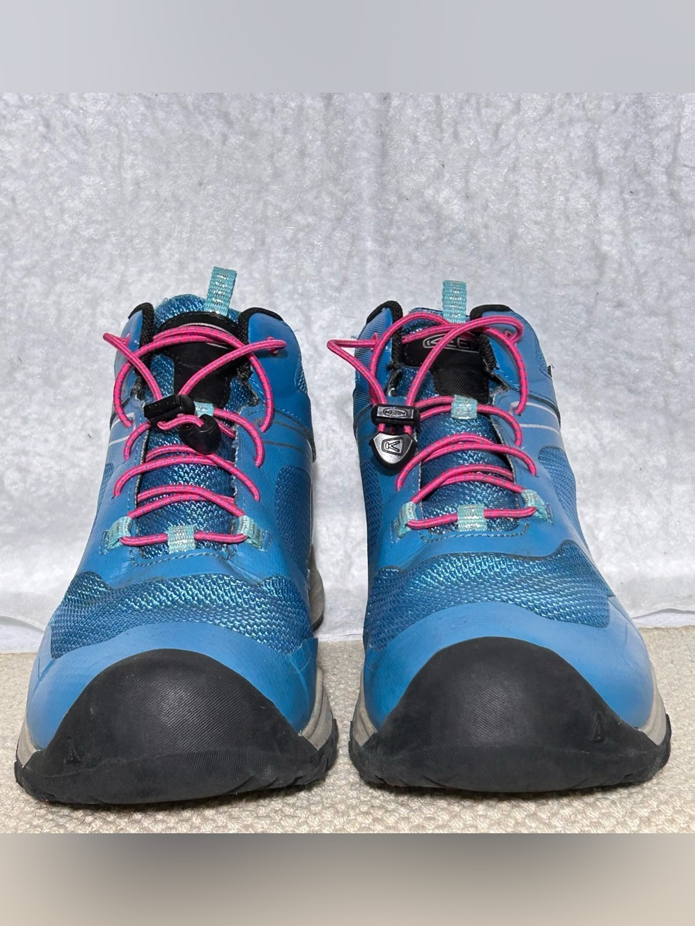 Keen Youth Blue Wanduro Waterproof Bungee Lace Hiking Trail Boots Shoes SZ US 6 - Picture 3 of 16